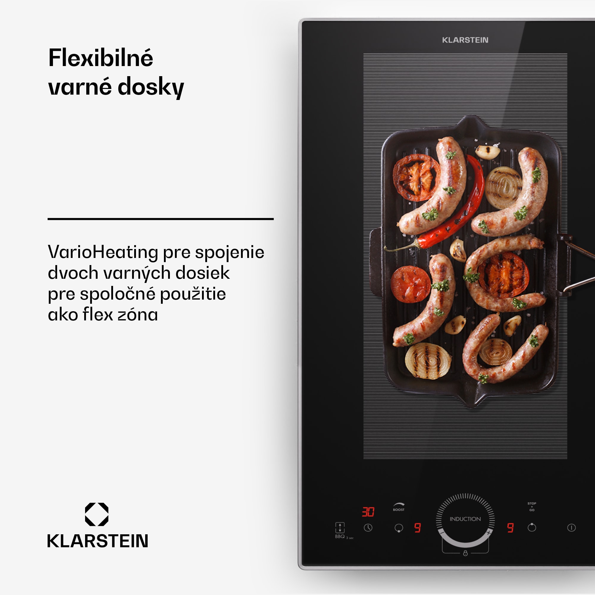 Klarstein Delicatessa Domino Prime, vstavaná indukčná varná doska, 2 zóny, 3500 W