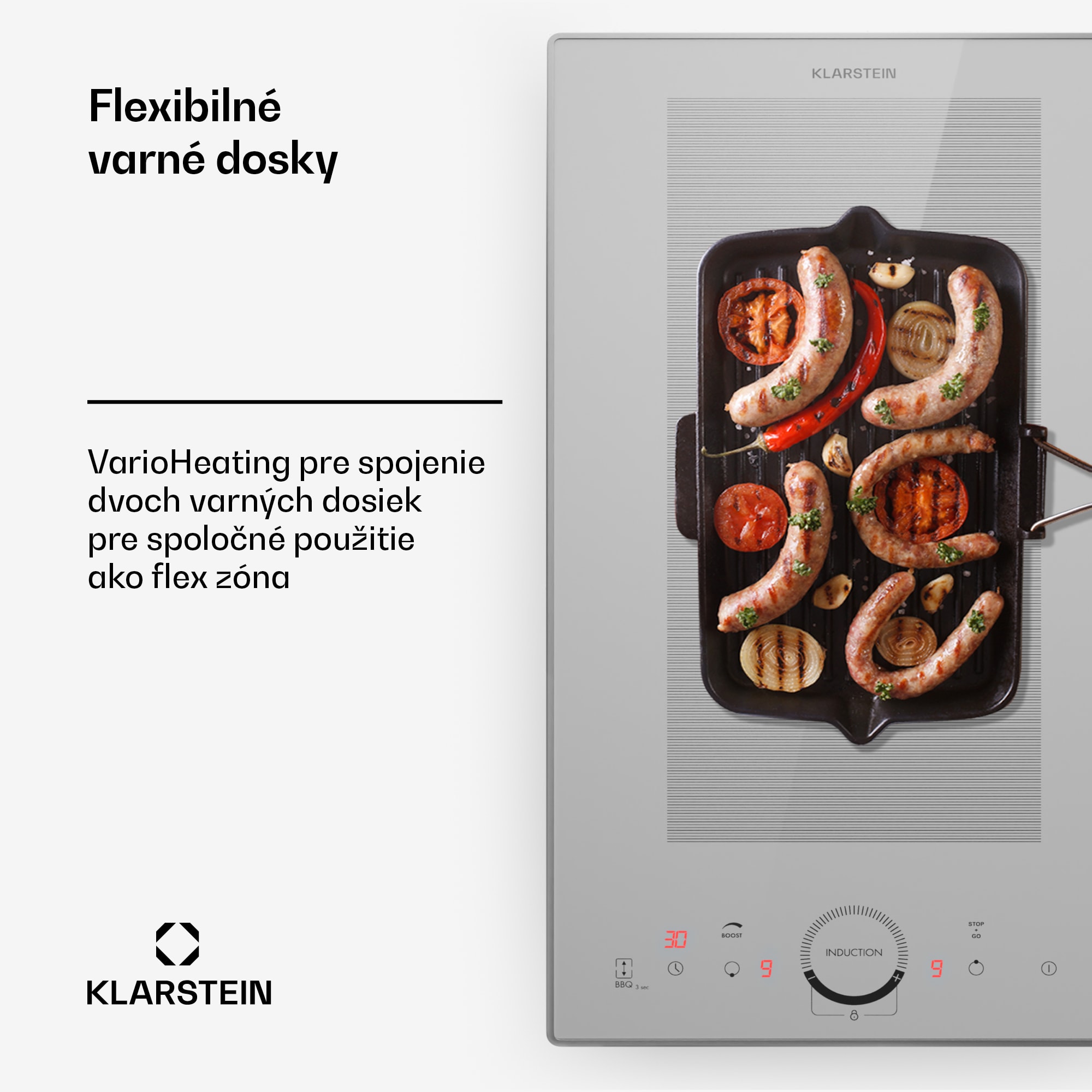 Klarstein Delicatessa Domino Prime, vstavaná indukčná varná doska, 2 zóny, 3500 W