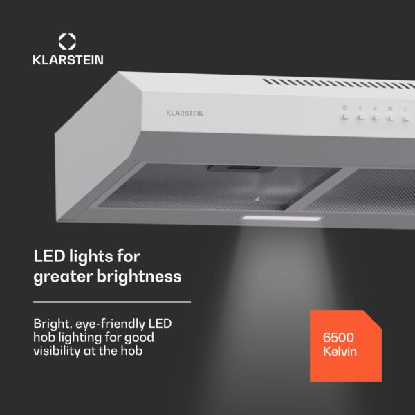 Klarstein Contempo 60, digestor, 60 cm, podskrinkový, 200 m³/h, LED, akryl, nehrdzavejúca oceľ
