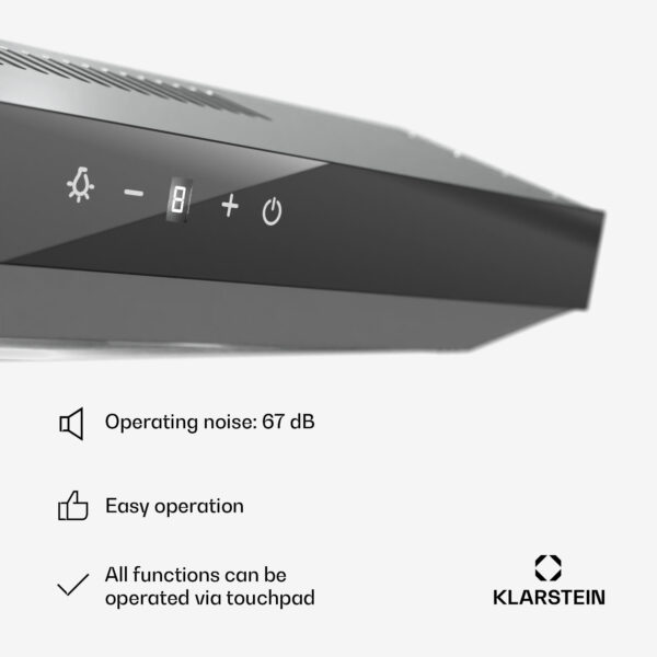 Klarstein Contempo Neo, digestor, podskrinkový, recirkulácia, 175 m³/h, SenseControl, integrované dotykové ovládanie, nehrdzavejúca oceľ / akrylové sklo - Image 2