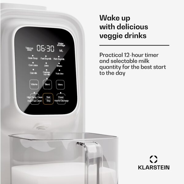 Klarstein Loire 4 v 1, výrobník vegánskych nápojov, 800/1200 W, 1200 ml, dotykové ovládanie, odnímateľný zásobník na vodu - Image 2