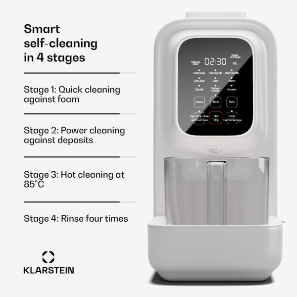 Klarstein Loire 4 v 1, výrobník vegánskych nápojov, 800/1200 W, 1200 ml, dotykové ovládanie, odnímateľný zásobník na vodu - Image 3