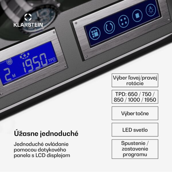 Klarstein Verdon 12, naťahovač hodiniek, na 12 hodiniek, 3 režimy, 5 rýchlostí, LED, diaľkové ovládanie - Image 2