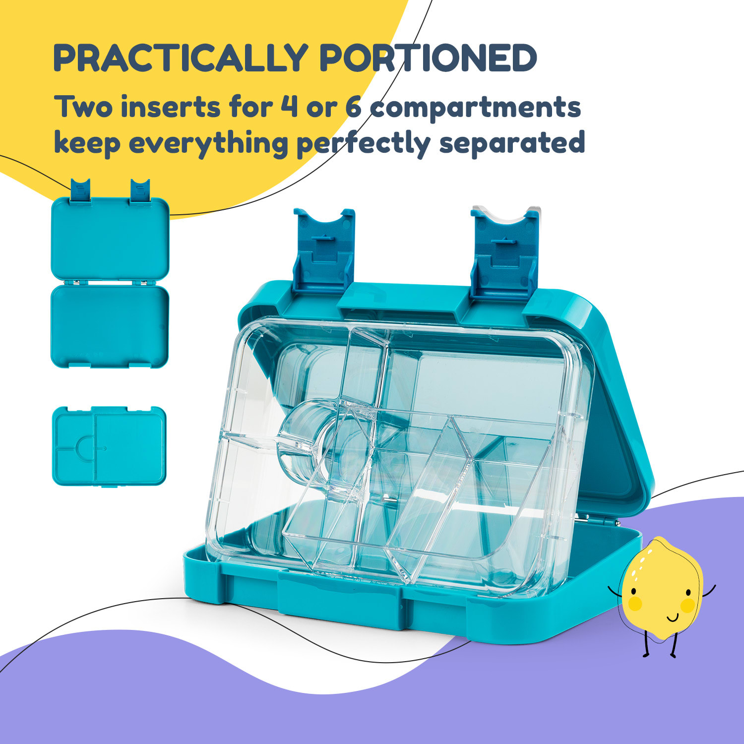 Klarstein junior Lunchbox, 6 priehradiek, 21,3 x 15 x 4,5 cm, bez BPA