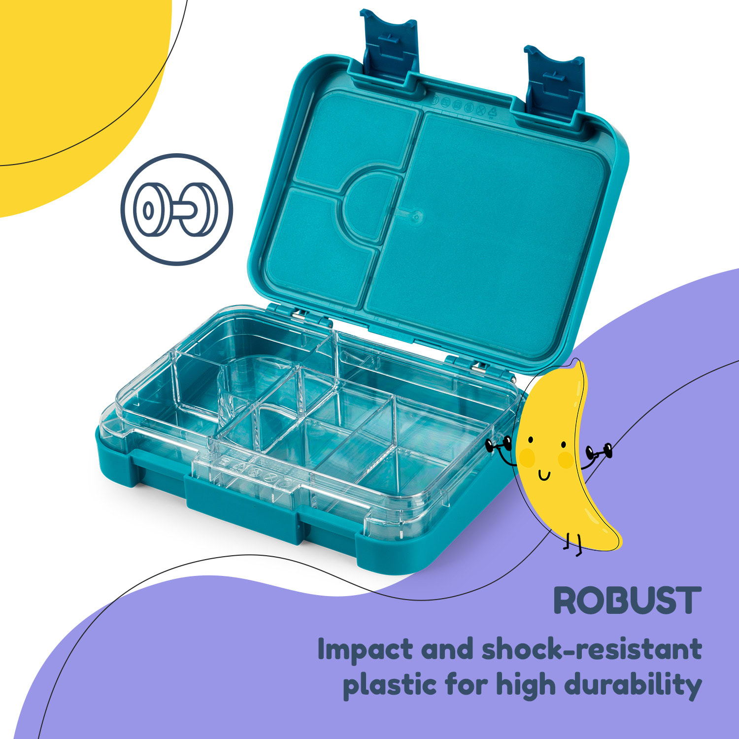 Klarstein junior Lunchbox, 6 priehradiek, 21,3 x 15 x 4,5 cm, bez BPA - Image 3