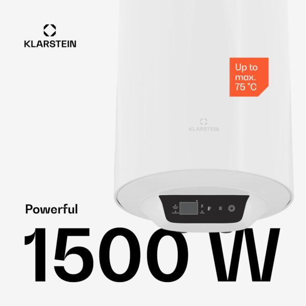 Klarstein ENDURAHEAT SMART 80, bojler, 80 litrov, 75°C. 1500 W, 3 veľkosti biely