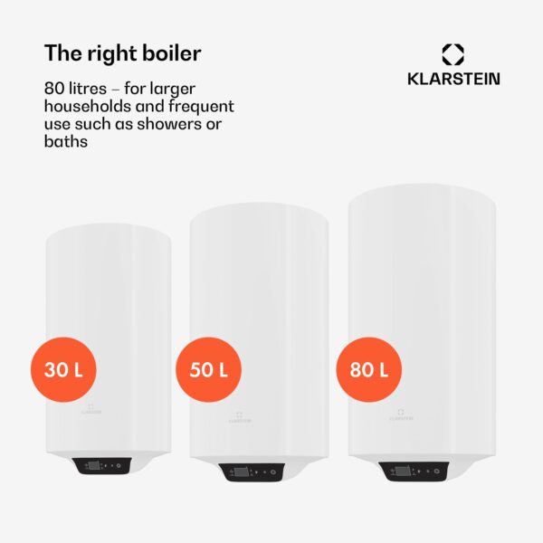 Klarstein ENDURAHEAT SMART 80, bojler, 80 litrov, 75°C. 1500 W, 3 veľkosti biely - Image 3