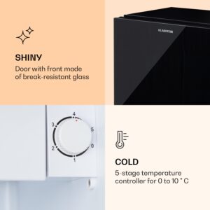 Klarstein Luminance Frost, mini chladnička, 45 l, energet. trieda F, 1,5 l mraziaci priečinok, sklenené dvere