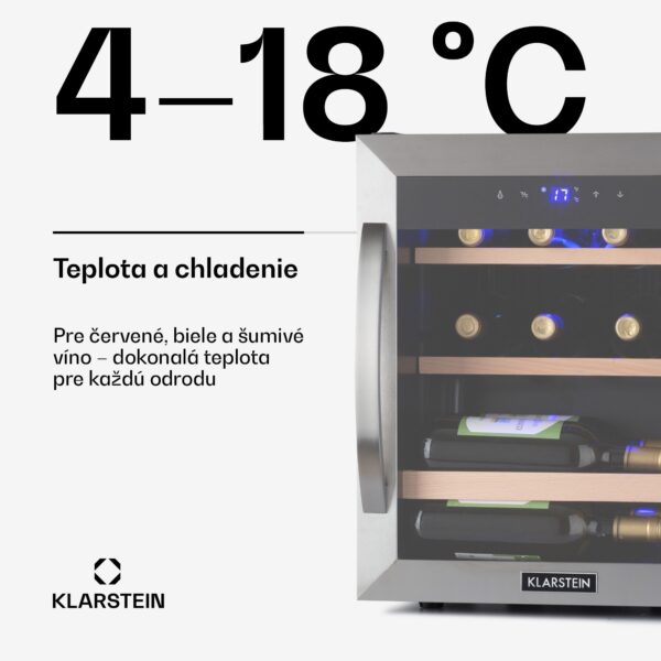 Klarstein Vinetage 12 Uno, vinotéka, 46 l, 12 fliaš, 4-18°C, 40 dB, sklo