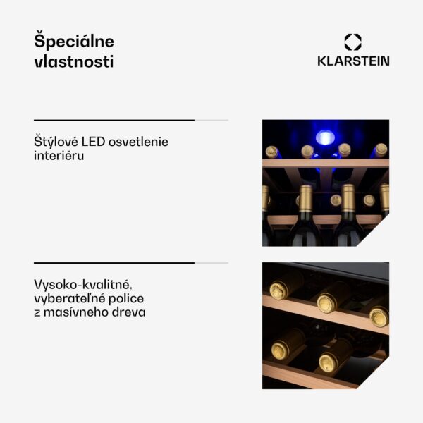Klarstein Vinetage 12 Uno, vinotéka, 46 l, 12 fliaš, 4-18°C, 40 dB, sklo - Image 2