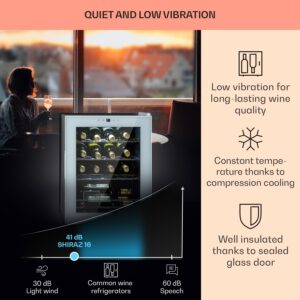 Klarstein Shiraz 16 Quartz, vinotéka, 42 l, 160 W, 5-18°C, dotykový ovládací panel