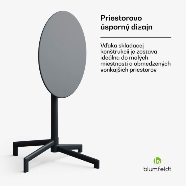 Blumfeldt UrbanEdge bistro stôl, barový stôl, 60 cm, skladací, prášková farba, odolný voči poveternostným vplyvom - Image 3