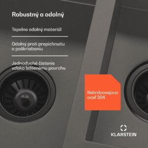 Klarstein TitanSteel kuchynský drez s odkvapkávačom, 100 x 45 cm, 2 umývadlá, nehrdzavejúca oceľ, odolný voči teplu