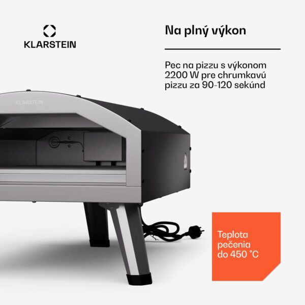 Klarstein LaFiamma Pec na pizzu určená na vonkajšie použitie, Dvojité ohrevné telesá, 2200 W až do 450 °C