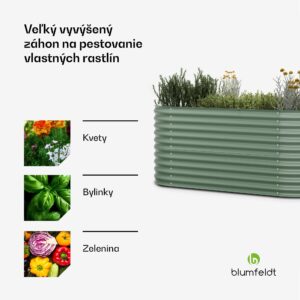 Blumfeldt High Grow, vyvýšený záhon, 200 x 80 x 100 cm, z vlnitého oceľového plechu, jednoduchá montáž, odolný voči hrdzi a mrazu