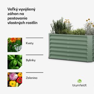 Blumfeldt High Grow Straight vyvýšený záhon 120x60x60 cm oceľový trapézový plech jednoduchá montáž odolný voči hrdzi a mrazu