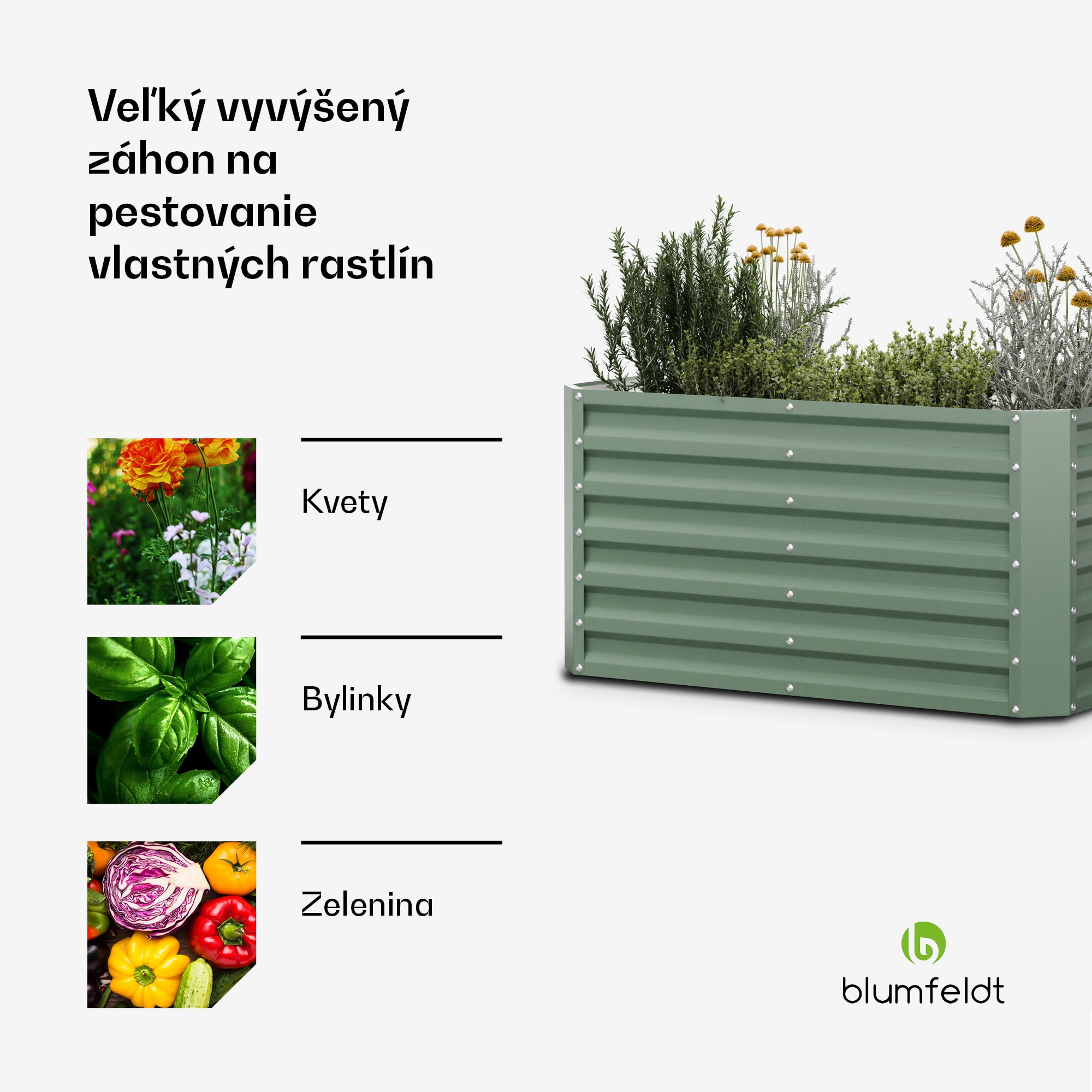 Blumfeldt High Grow Straight vyvýšený záhon 120x60x60 cm oceľový trapézový plech jednoduchá montáž odolný voči hrdzi a mrazu