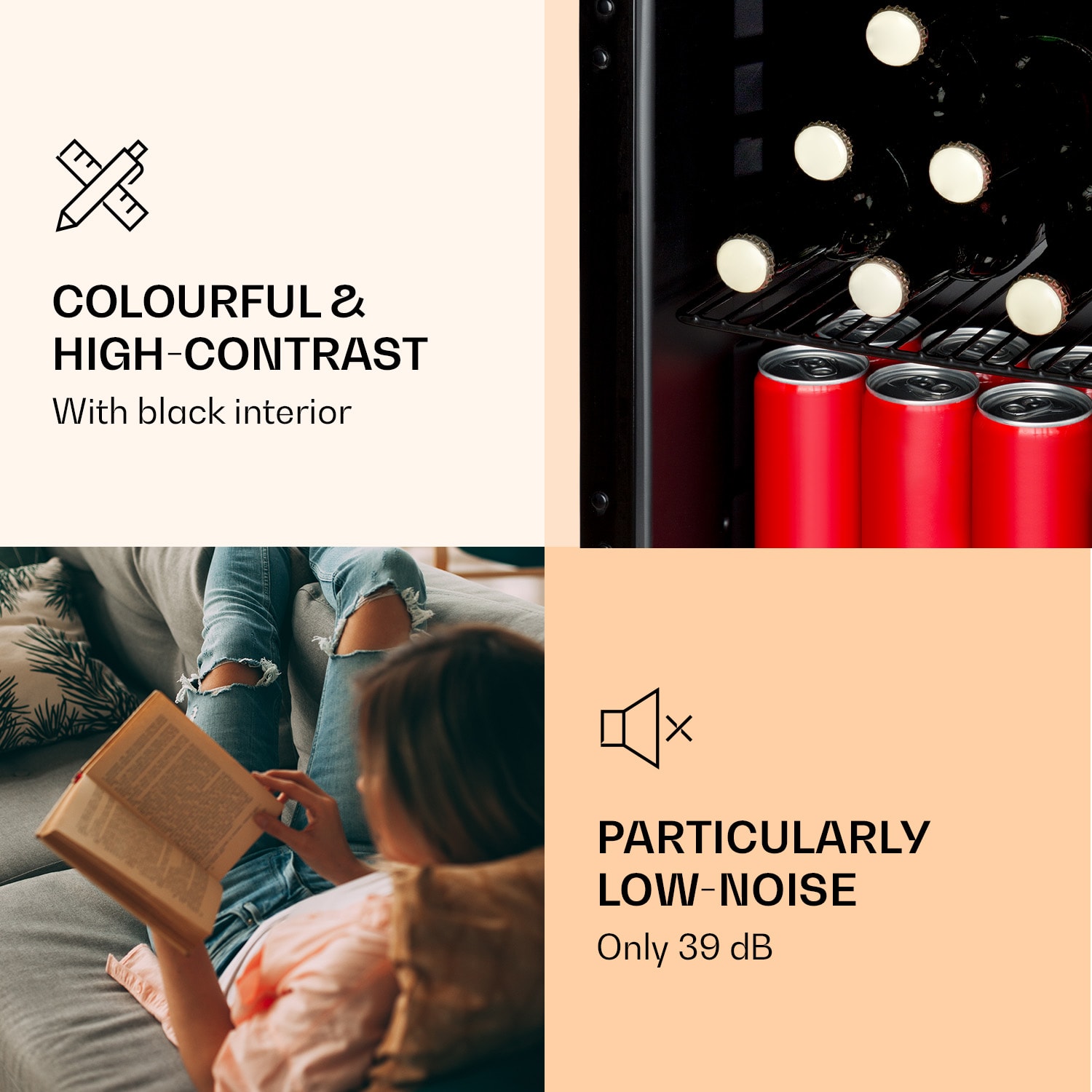 Klarstein PopLife, chladnička na nápoje, chladnička, 0-10°C, retro dizajn - Image 3