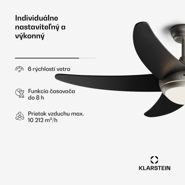 Klarstein Bolero 2 v 1 Smart, stropný ventilátor, Ø 132 cm, svetlo 55 W, diaľkové ovládanie, ovládanie cez aplikáciu, 2 smery chodu - Image 2