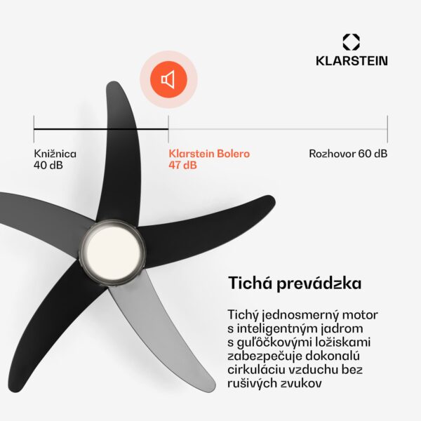 Klarstein Bolero 2 v 1 Smart, stropný ventilátor, Ø 132 cm, svetlo 55 W, diaľkové ovládanie, ovládanie cez aplikáciu, 2 smery chodu - Image 3