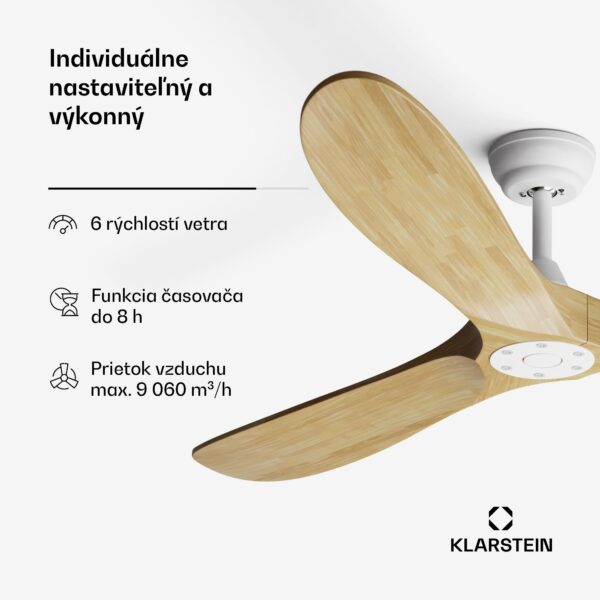 Klarstein Bahama Breeze Smart Stropný ventilátor , lopatky rotora z masívneho dreva, diaľkové ovládanie + ovládanie pomocou aplikácie - Image 2