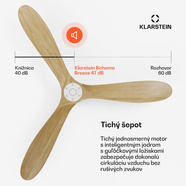 Klarstein Bahama Breeze Smart Stropný ventilátor , lopatky rotora z masívneho dreva, diaľkové ovládanie + ovládanie pomocou aplikácie - Image 3