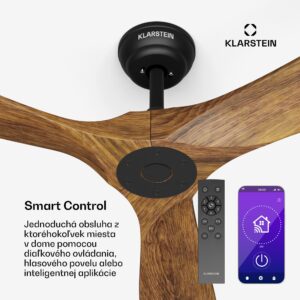 Klarstein Bahama Breeze Smart stropný ventilátor | Rotorové listy z masívneho dreva | Diaľkové ovládanie + ovládanie cez aplikáciu