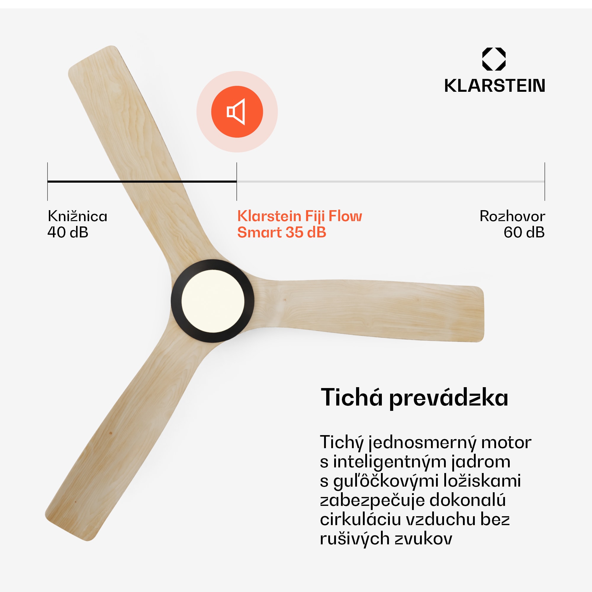 Klarstein Fiji Flow 2 v 1 Smart, stropný ventilátor, Ø 132 cm, LED svetlo, diaľkové ovládanie, ovládanie cez aplikáciu, 2 smery chodu – Obrázok 3