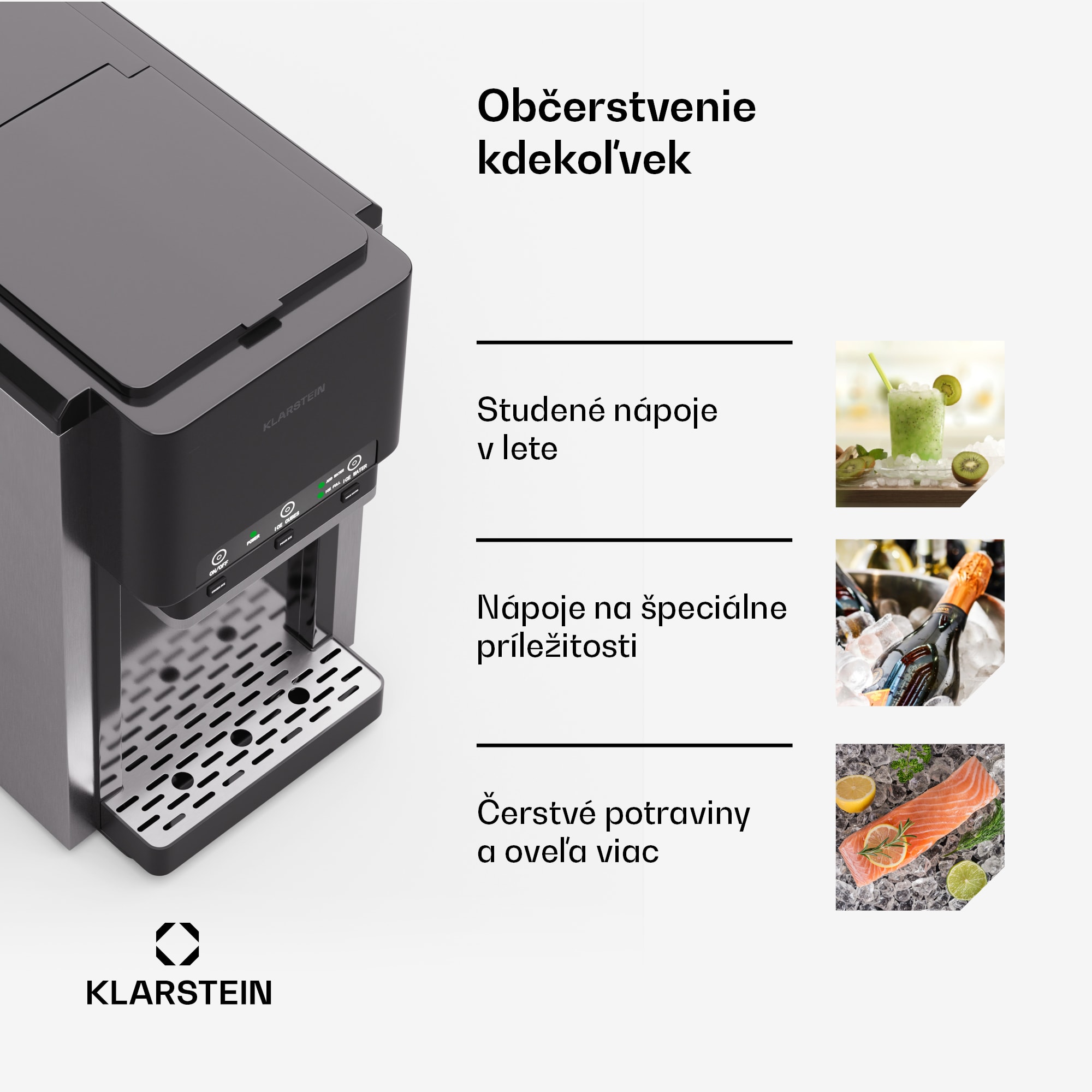 Klarstein ArcticBlend 3v1 výrobník ľadu, 20 kg/24h, Bullet Ice, Drvený ľad, Dávkovač vody – Obrázok 2