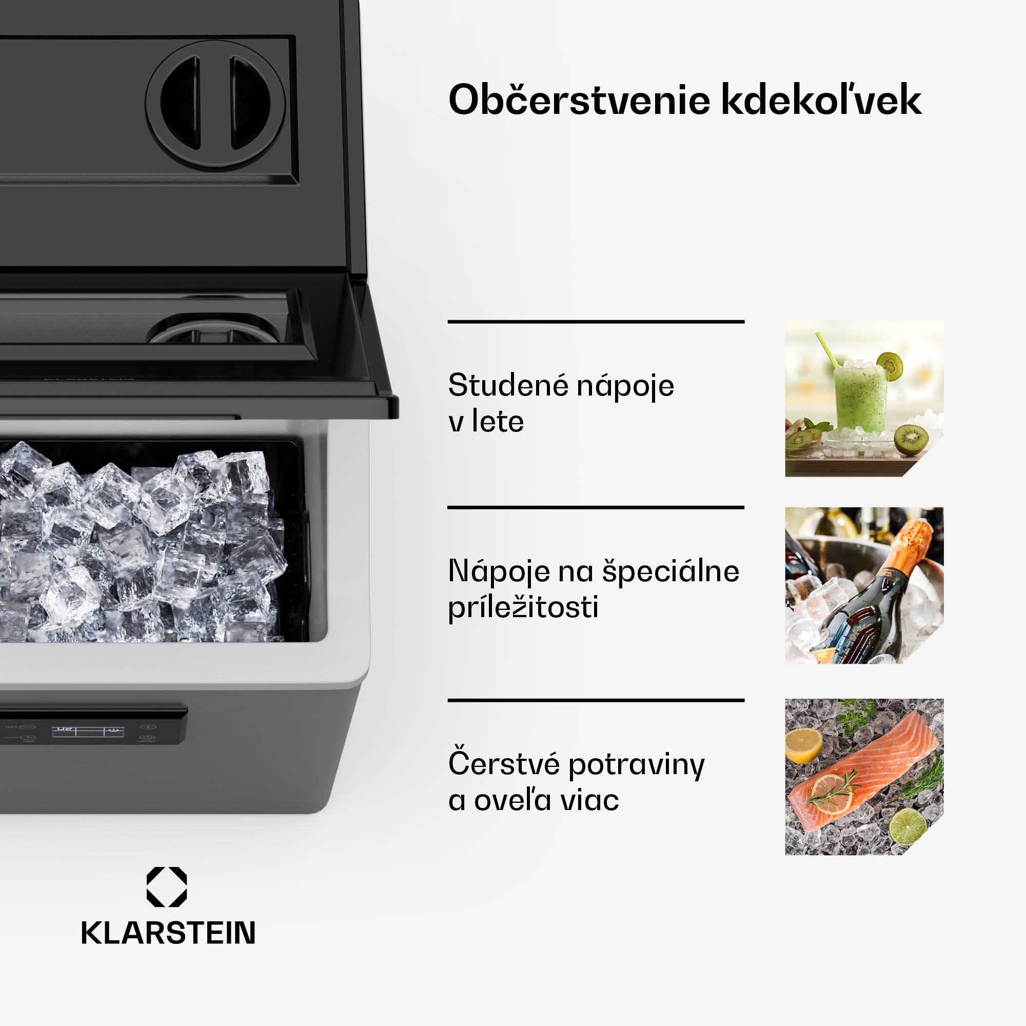 Klarstein FrostMaster, výrobník ľadu, 40 kg kociek ľadu za deň, kryt z nehrdzavejúcej ocele, LED displej, vrátane naberačky ľadu – Obrázok 2