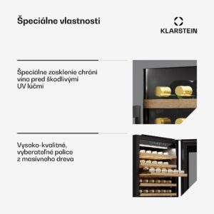 Klarstein Vinsider 57 Duo chladnička na víno, 2 chladiace zóny, 57 fliaš, vstavaný spotrebič