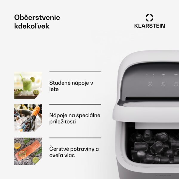 Klarstein SparkIce stroj na výrobu ľadu, 2 režimy, 1,5 l studenej vody, automatické čistenie, 15 kg/24 hod - Image 2