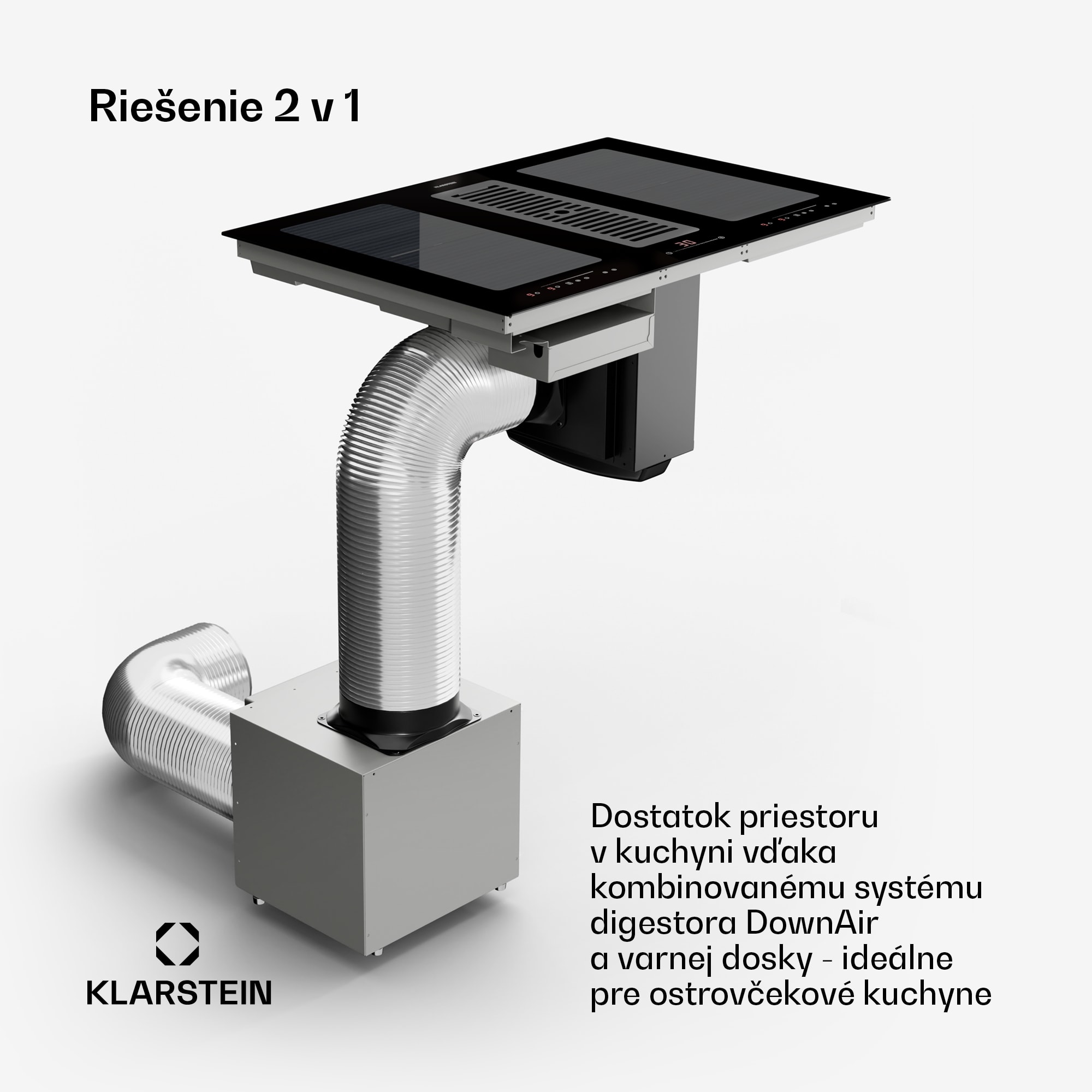 Klarstein Full House 77 Down Air System, indukčná varná doskA digestor, 444 m³/h, EEC A – Obrázok 3
