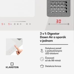 Klarstein Full House 77 Down Air System, indukčná varná doskA digestor, 444 m³/h, EEC A