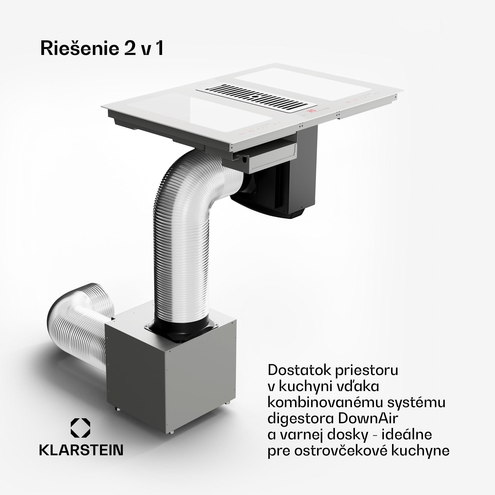 Klarstein Full House 77 Down Air System, indukčná varná doskA digestor, 444 m³/h, EEC A – Obrázok 3