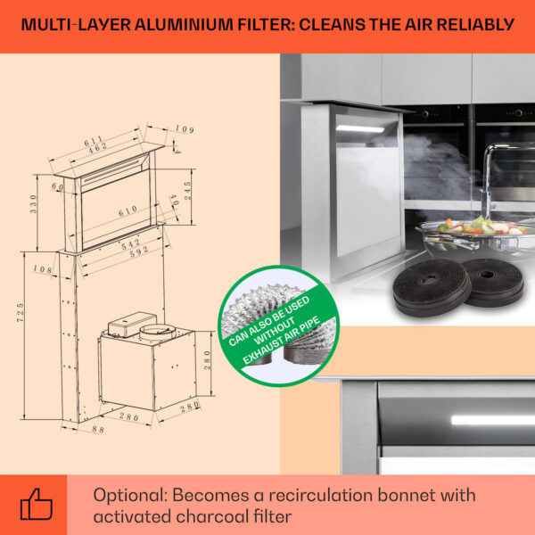 Klarstein Royal Flush Eco digestor 60 cm 576 m³/h A+ - Image 2