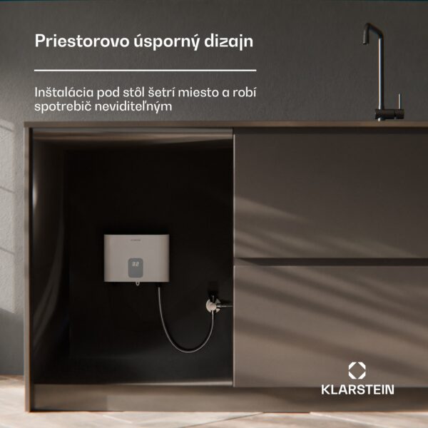 Klarstein Blaze Flow prietokový ohrievač vody pod stôl, 5,5 kW, liate hliníkové vyhrievacie teleso, konštantná teplota 35 °C - Image 2