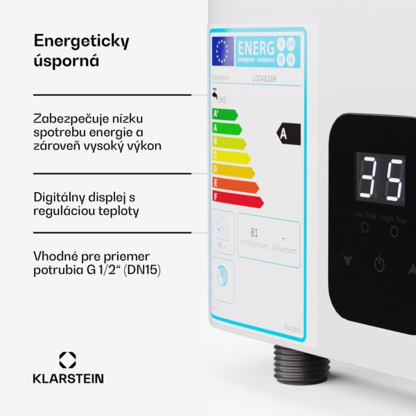 Klarstein Blaze Flow prietokový ohrievač vody pod stôl, 5,5 kW, liate hliníkové vyhrievacie teleso, konštantná teplota 35 °C - Image 3