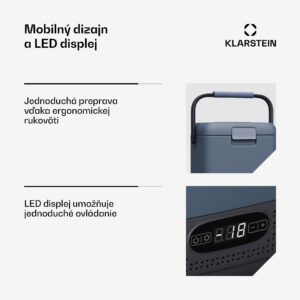 Klarstein SwiftFrost 12L chladiaci box, 12V-24V/230V, do -20 °C, kompresor, 2 úrovne výkonu, LED displej