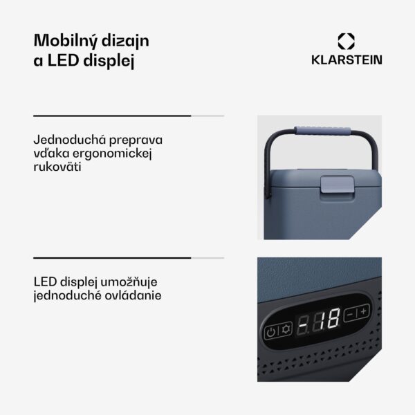 Klarstein SwiftFrost 12L chladiaci box, 12V-24V/230V, do -20 °C, kompresor, 2 úrovne výkonu, LED displej