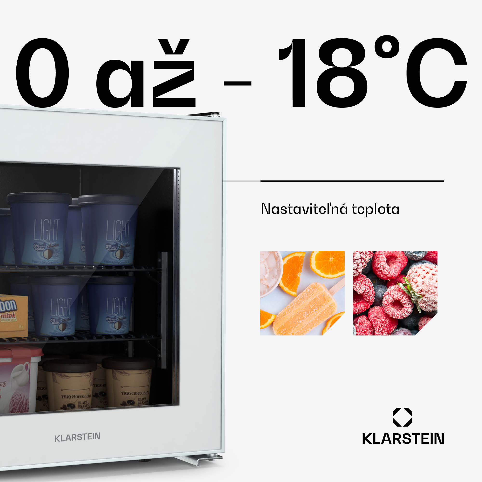 Klarstein IceAge 36 mraznička, 36 litrov, EEK E, 2 police, termostat, sklenená predná časť – Obrázok 2