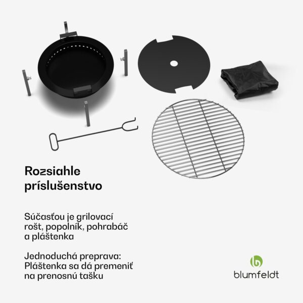 Blumfeldt Ignite Pure ohnisko, nízka dymivosť, grilovací rošt, nehrdzavejúca oceľ, prenosné, kryt proti dažďu, držadlá na prenášanie - Image 2