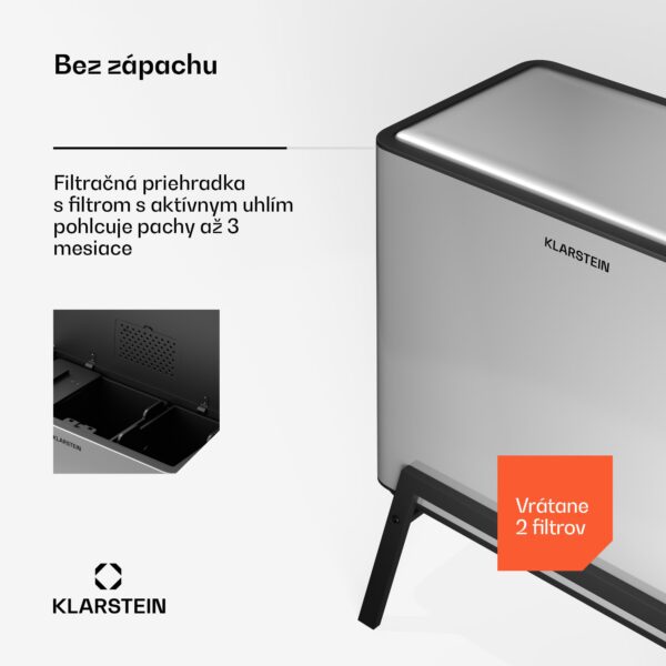 Klarstein Yuma, odpadkový kôš, 40 l, vrátane kompostéra, s nožičkami, pachový filter - Image 2
