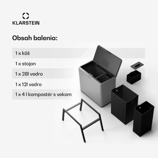 Klarstein Yuma, odpadkový kôš, 40 l, vrátane kompostéra, s nožičkami, pachový filter - Image 3