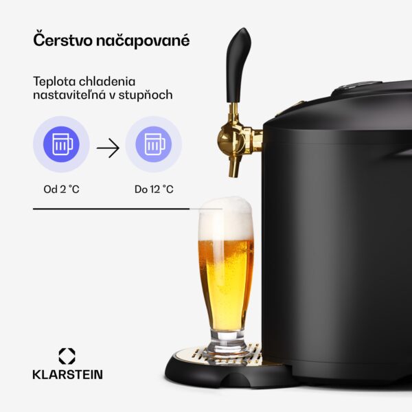 Klarstein Beerkules pivný výčap, pre 5 litrové sudy, chladiaci kompresor, LED-Displej, 6 teplôt