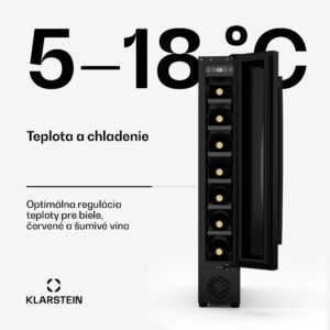 Klarstein Vinovilla 7 Uno chladnička na víno, 1 chladiaca zóna, 7 fliaš, drevené police, 5-18 °C