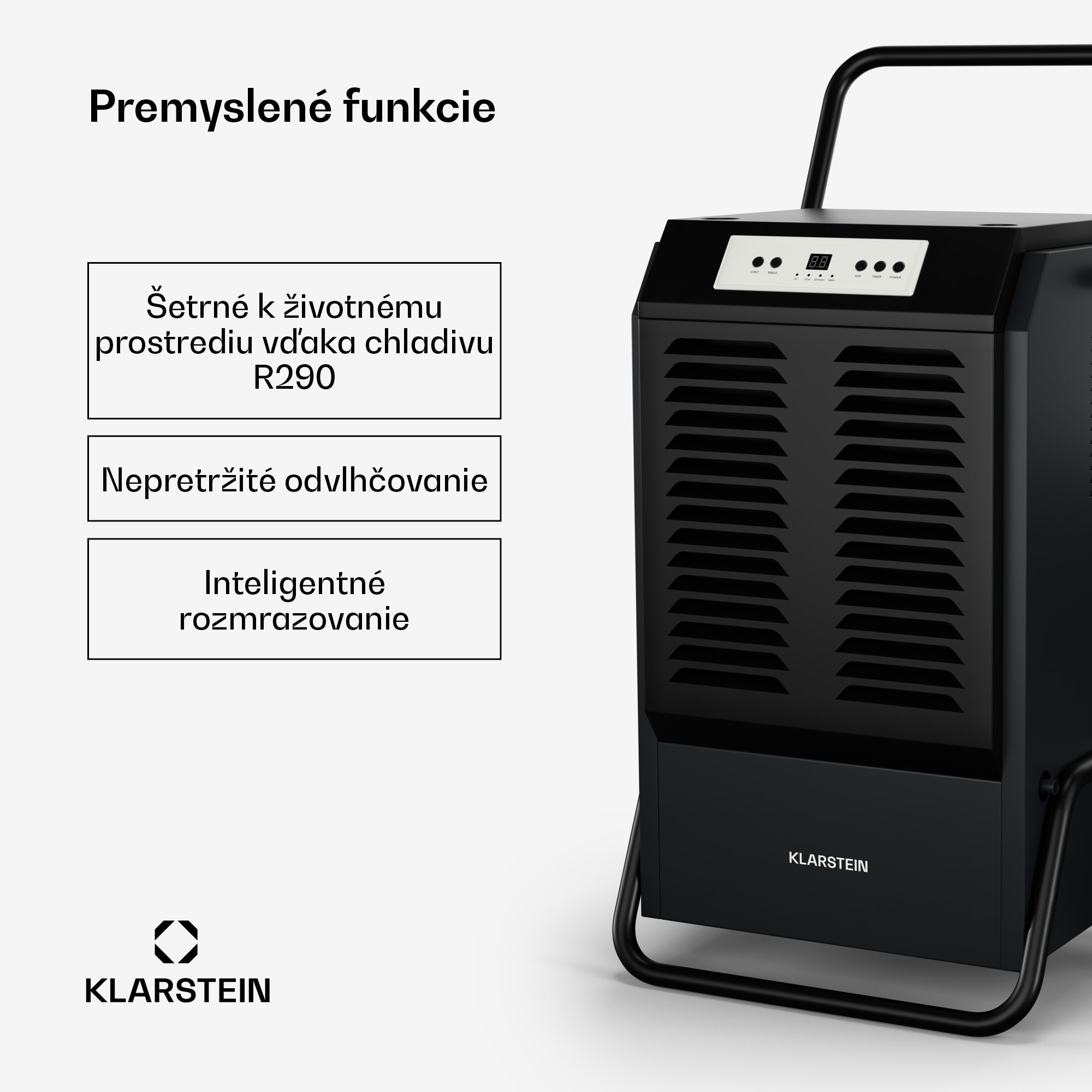 Klarstein DuraDry 90L odvlhčovač vzduchu, 90 l/deň, 120-180 m², nehrdzavejúca oceľ, mobilný, 850 m³/h – Obrázok 2