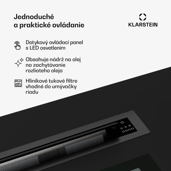 Klarstein Brisa digestor, výsuvný, 710 m³/h, A+, LED, 42 dB, režim odsávania/recirkulácie - Image 2