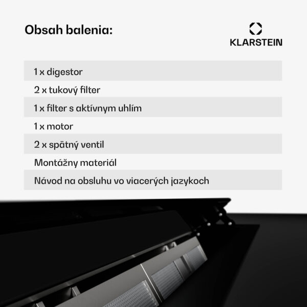 Klarstein Brisa digestor, výsuvný, 710 m³/h, A+, LED, 42 dB, režim odsávania/recirkulácie - Image 3