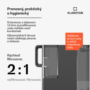 Klarstein VitalPour vodný filter, 5-stupňový filter, reverzná osmóza, 5 l nádrž, dotykový, mobilný, 3 sekundy